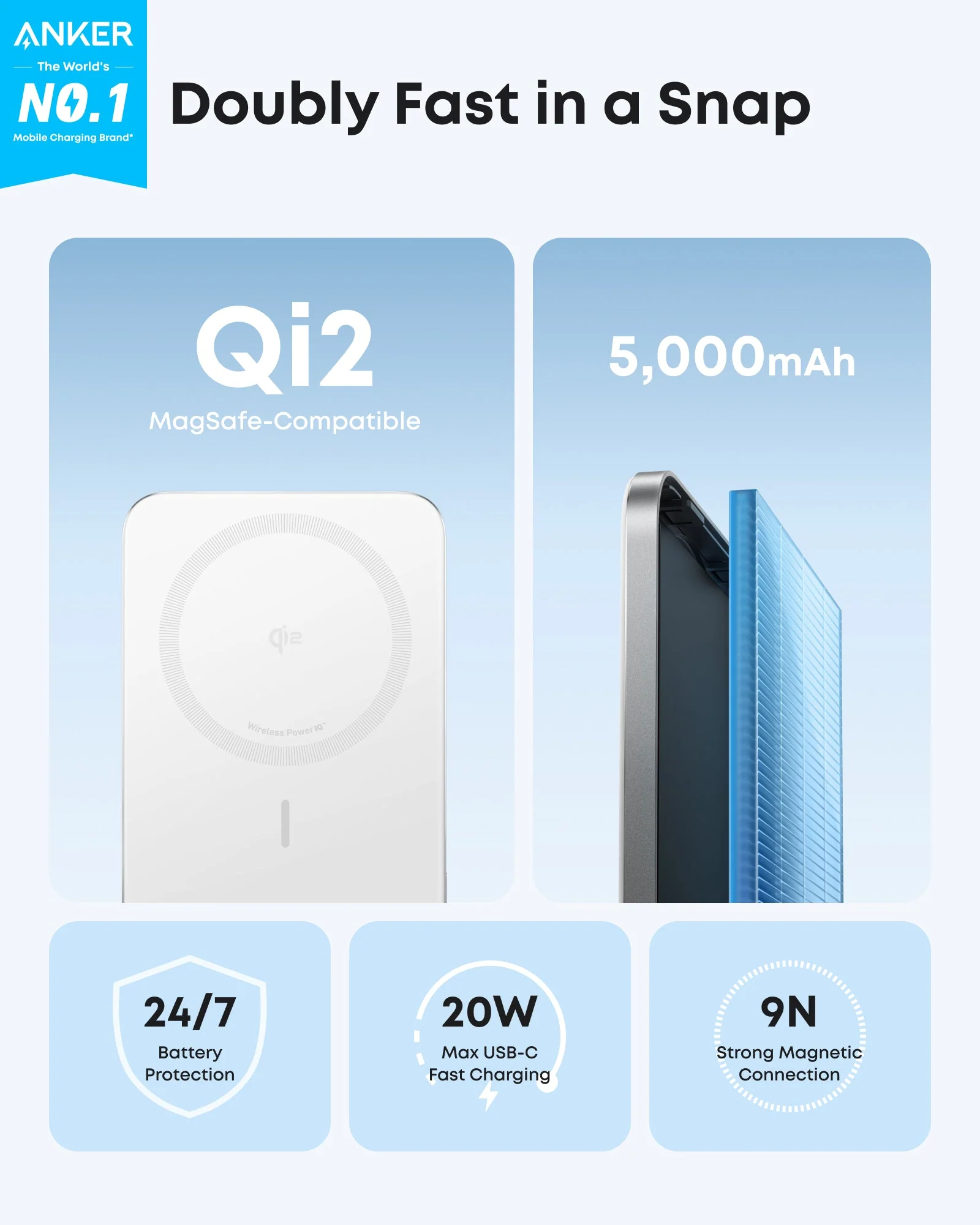 Anker Nano Power Bank (5K, MagGo, Slim)