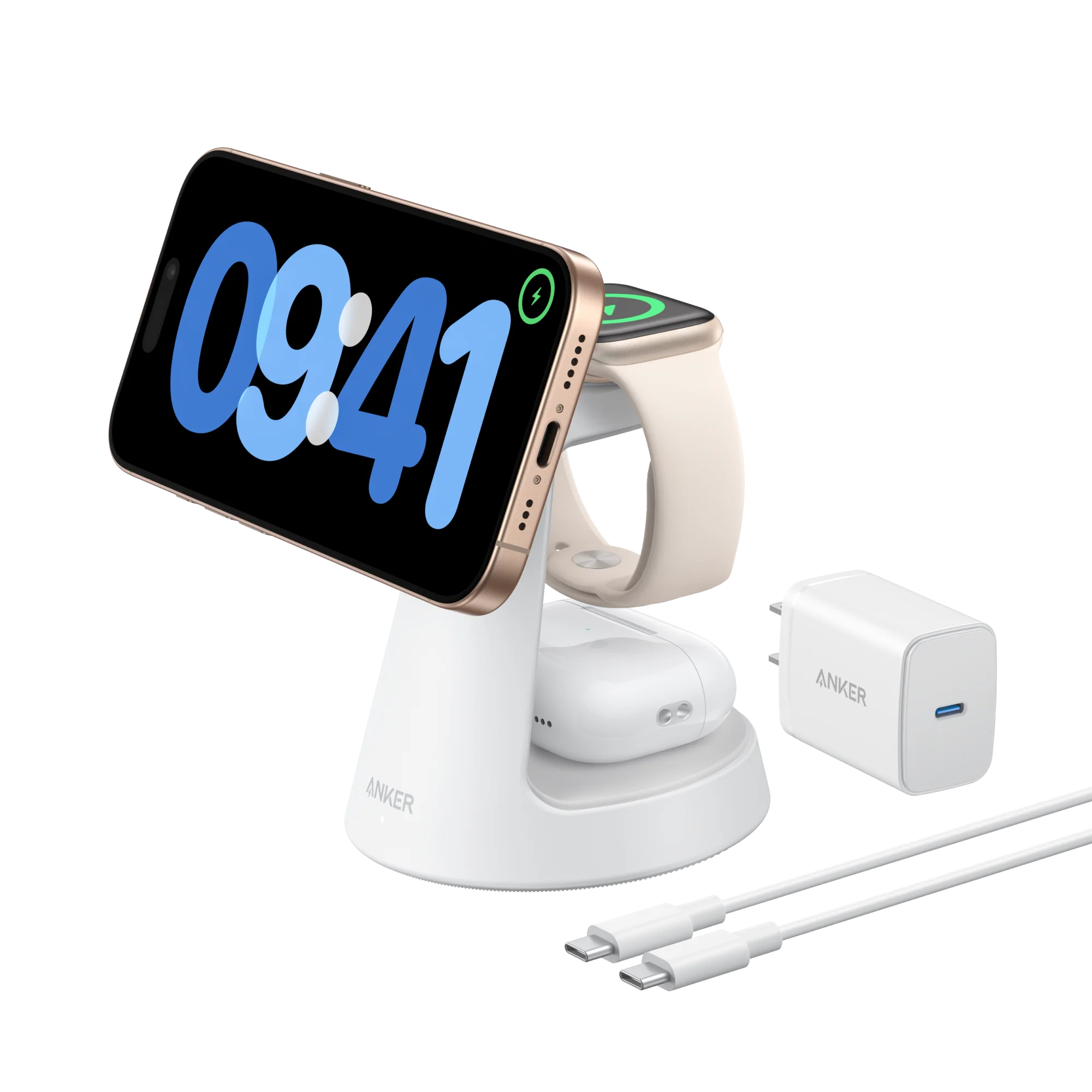 Anker MagGo Wireless Charging Station (3-in-1, Dock Stand)