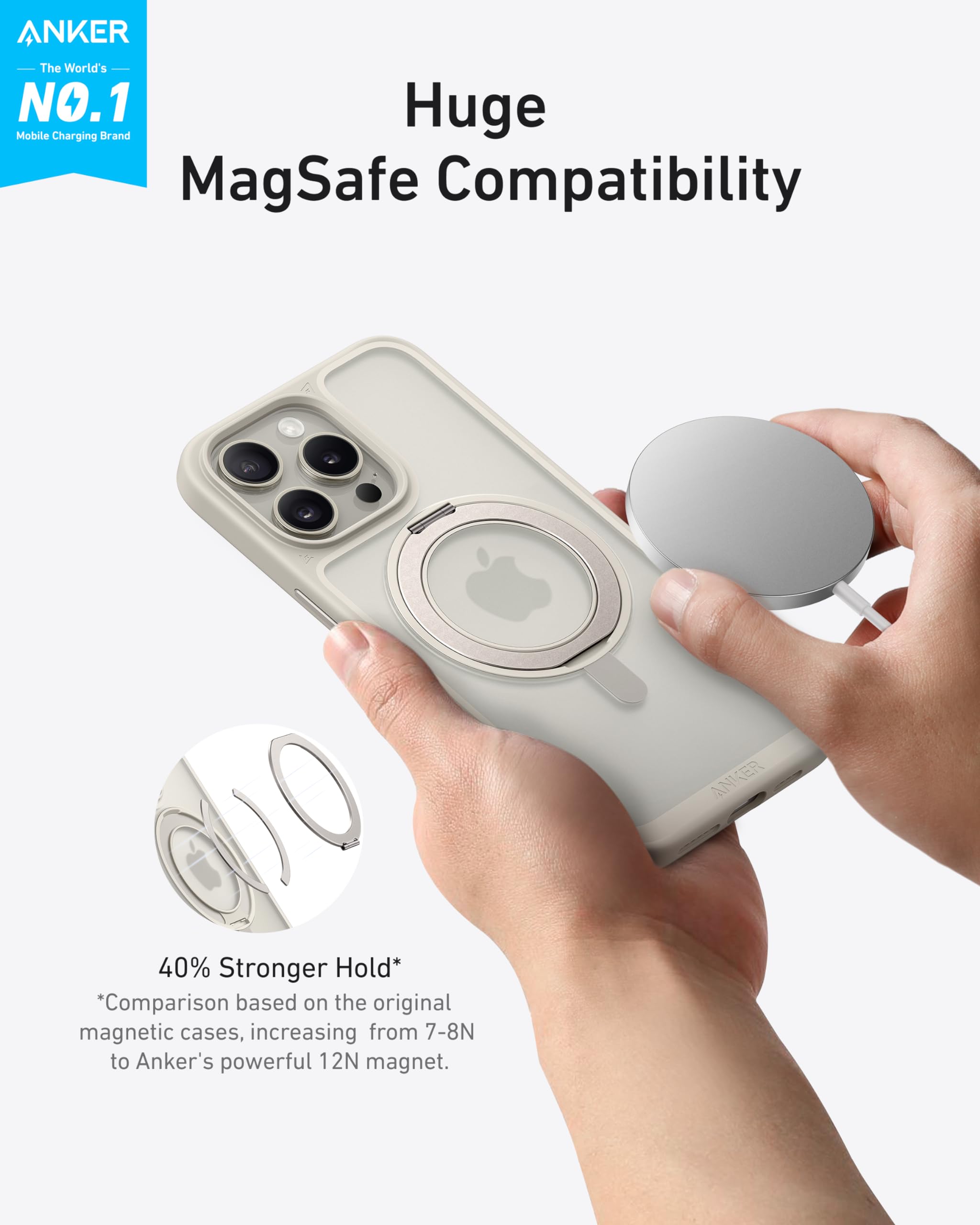 Anker Magnetic Phone Case with Ring Stand (For iPhone 15 Pro) image 2