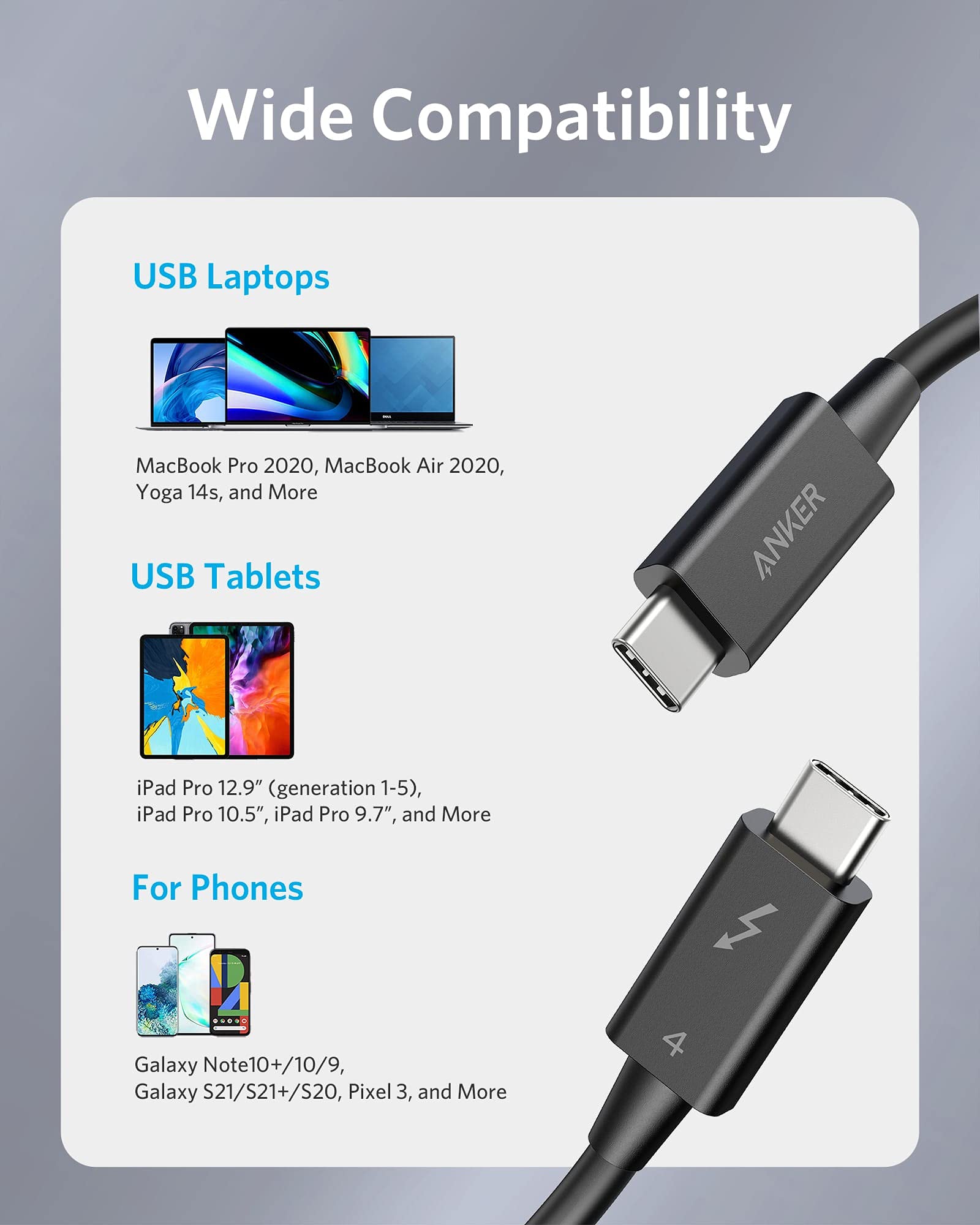 Anker USB-C to USB-C Thunderbolt 4 100W Cable (2.3 ft) image 3