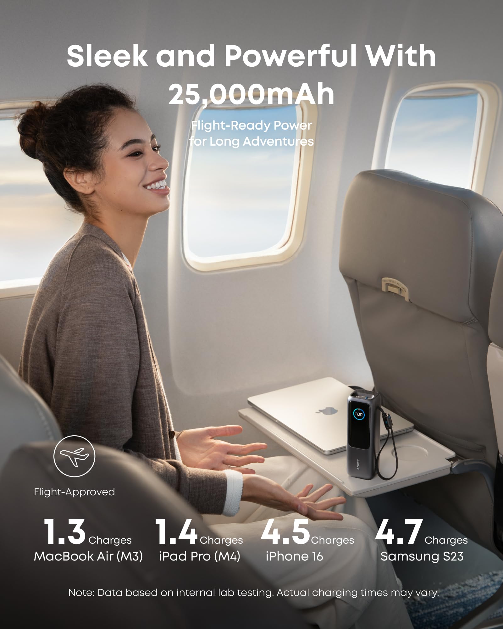Anker Power Bank (25K, 165W, Built-In and Retractable Cables) image 3